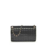 A BLACK & WHITE LAMBSKIN LEATHER FLAP BAG WITH GOLD HARDWARE - фото 3