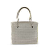 A GREY CANVAS & CREAM LEATHER N°5 CAMÉLIA PETIT SHOPPING TOTE WITH SILVER HARDWARE - photo 3