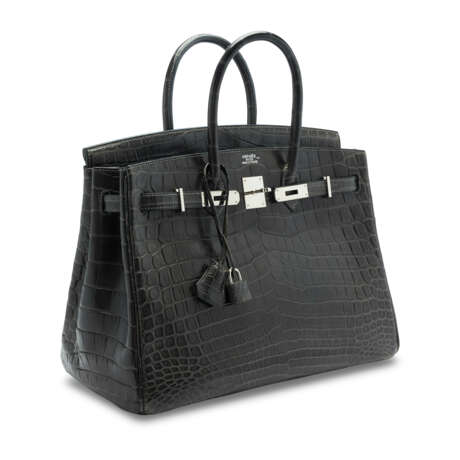 A MATTE GRAPHITE NILOTICUS CROCODILE BIRKIN 35 WITH PALLADIUM HARDWARE - photo 2