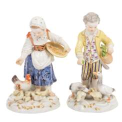 MEISSEN 2 figures 'hen-maid' and 'goose-herd', 1st choice, 19th/20th c.