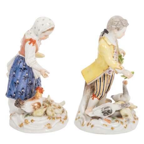 MEISSEN 2 figures 'hen-maid' and 'goose-herd', 1st choice, 19th/20th c. - Foto 4