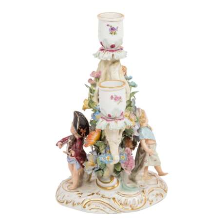 MEISSEN 3-flame candlestick with cupids, 1st choice, after 1850/60 - фото 4