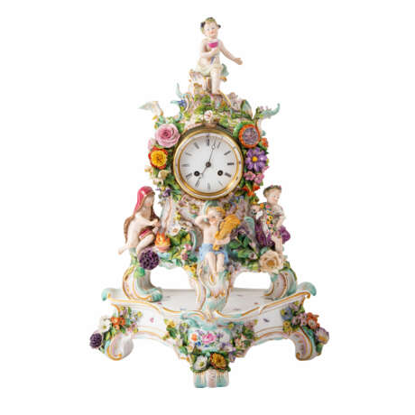 MEISSEN figure pendule 'Four Seasons' on pedestal with figure chandeliers, 1st choice, 19th c. - photo 13