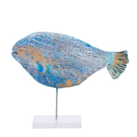 SOUTH GERMAN/CERAMIC ARTIST/IN 20th/21st c., "Blue-gold fish", - фото 3