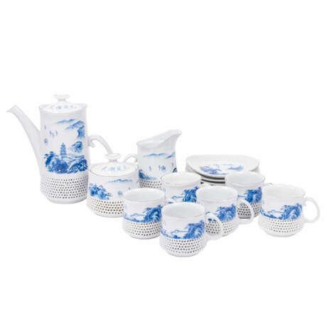 Blue and white coffee service for 6 persons, SOUTH EAST ASIA. - Foto 1