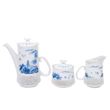 Blue and white coffee service for 6 persons, SOUTH EAST ASIA. - Foto 2