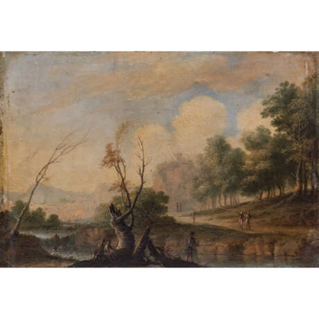 KONINCK, Jakob I, ATTRIBUED (c. 1614-1708), "River Landscape Hunters and Anglers", - photo 1