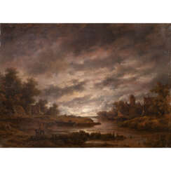 HAANEN, REMIGIUS ADRIANUS VAN (1812-1894), "River Landscape at Full Moon," 1882,