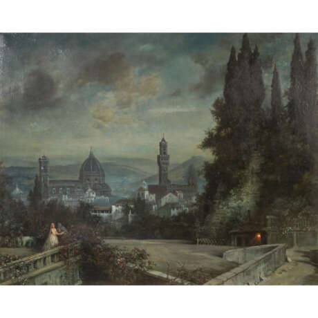 PREYER, ERNEST JULIUS (1842-1917), "Florence by Night," 1889, - Foto 1