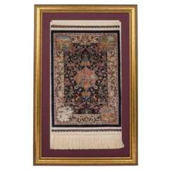 Oriental rug "The Four Seasons" made of silk. HEREKE/TURKEY, 21st century, 52x34 cm.