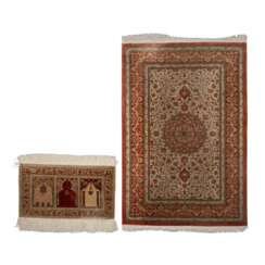 2 oriental carpets made of silk:
