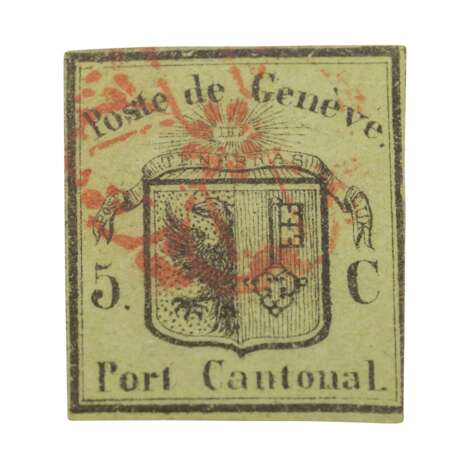 Canton of Geneva - 1845, 5 C., small Geneva coat of arms, - Foto 1