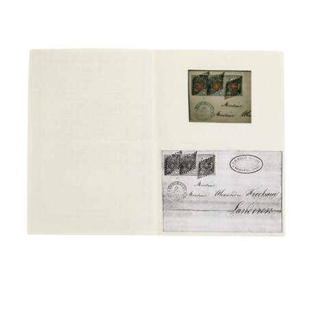 Switzerland, local mail - 1850, 2 1/2 centimes black / red in strip of three - Foto 7