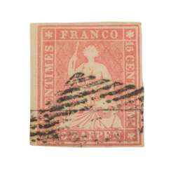 Switzerland -1854/63, 15 centimes light reddish carmine, Munich printing,