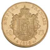 France/Gold - 50 Francs 1858/A, Napoleon III, ss, - фото 2