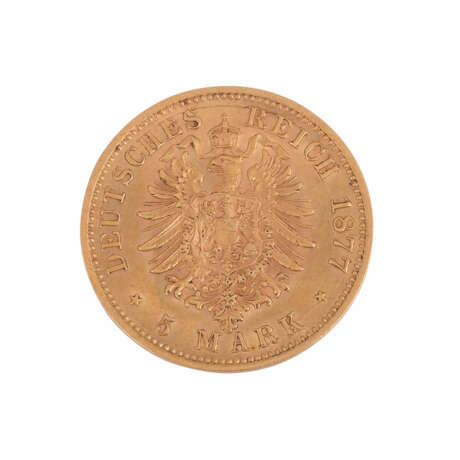 Württemberg/Gold - 5 Mark 1877/F, King Karl, - photo 2