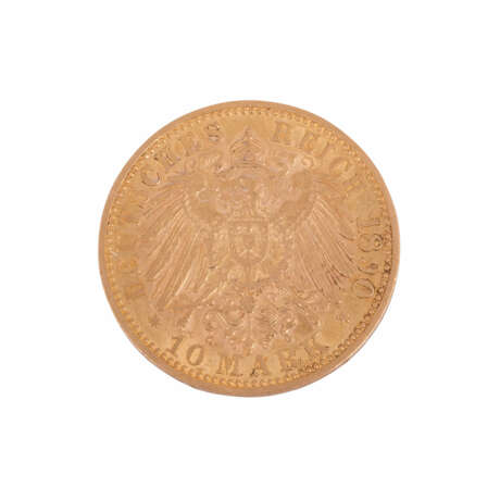 Mecklenburg-Schwerin/Gold - 10 Mark 1890/A, Friedrich Franz III, - Foto 2