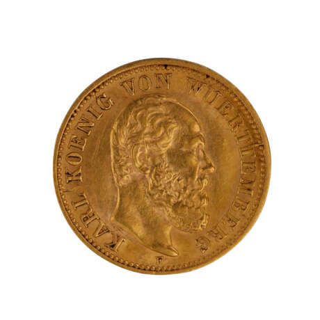 Württemberg/Gold - 5 Mark 1877/F, King Karl, - Foto 1