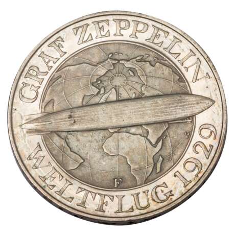 Weimar Republic - 3 Reichsmark Zeppelin 1930/F ex PP - фото 2