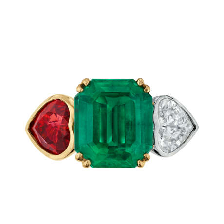 EMERALD, RUBY AND DIAMOND RING - photo 4