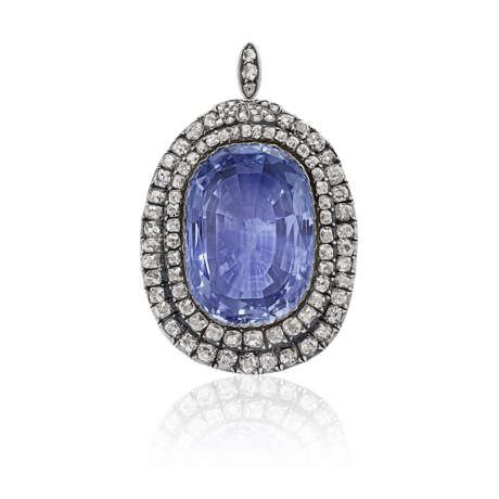 ANTIQUE SAPPHIRE AND DIAMOND PENDANT - Foto 1