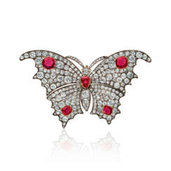 ANTIQUE RUBY AND DIAMOND BUTTERFLY BROOCH