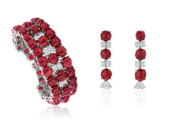 SET OF SPINEL AND DIAMOND JEWELRY