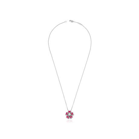 GRAFF RUBY AND DIAMOND FLOWER PENDANT-NECKLACE - photo 4