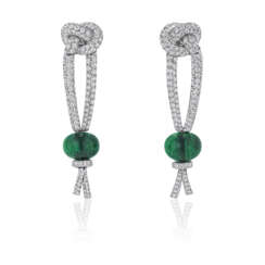 NO RESERVE | EMERALD AND DIAMOND EARRINGS