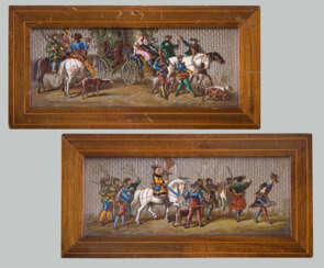 Paar Historismus-Miniaturen Ende 19. JahrhunderTiefe: