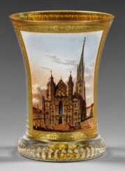 Biedermeier-Becher mit Ansicht des Stephansdoms in Wien
