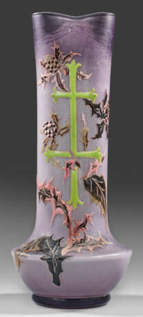 Seltene, frühe Gallé-Vase mit Lothringer Kreuz und Distel - Foto 1