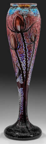 Sehr große, seltene Vase mit Karden-Dekor von Daum Frères - photo 1