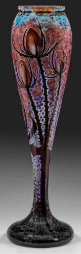 Sehr große, seltene Vase mit Karden-Dekor von Daum Frères - photo 1