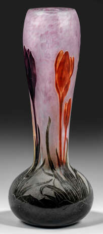 Bedeutende Vase mit geschnittenem Krokus-Dekor von Daum - Foto 1