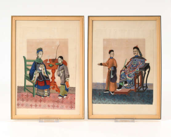 Paar chinesische Gemälde auf Reispapier. - Foto 1