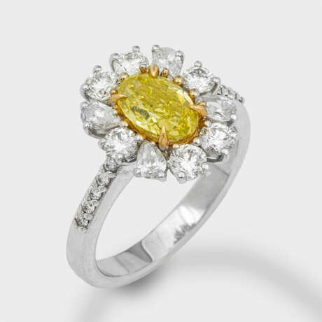 Natural Fancy Greenish Yellow-Diamantring - photo 1