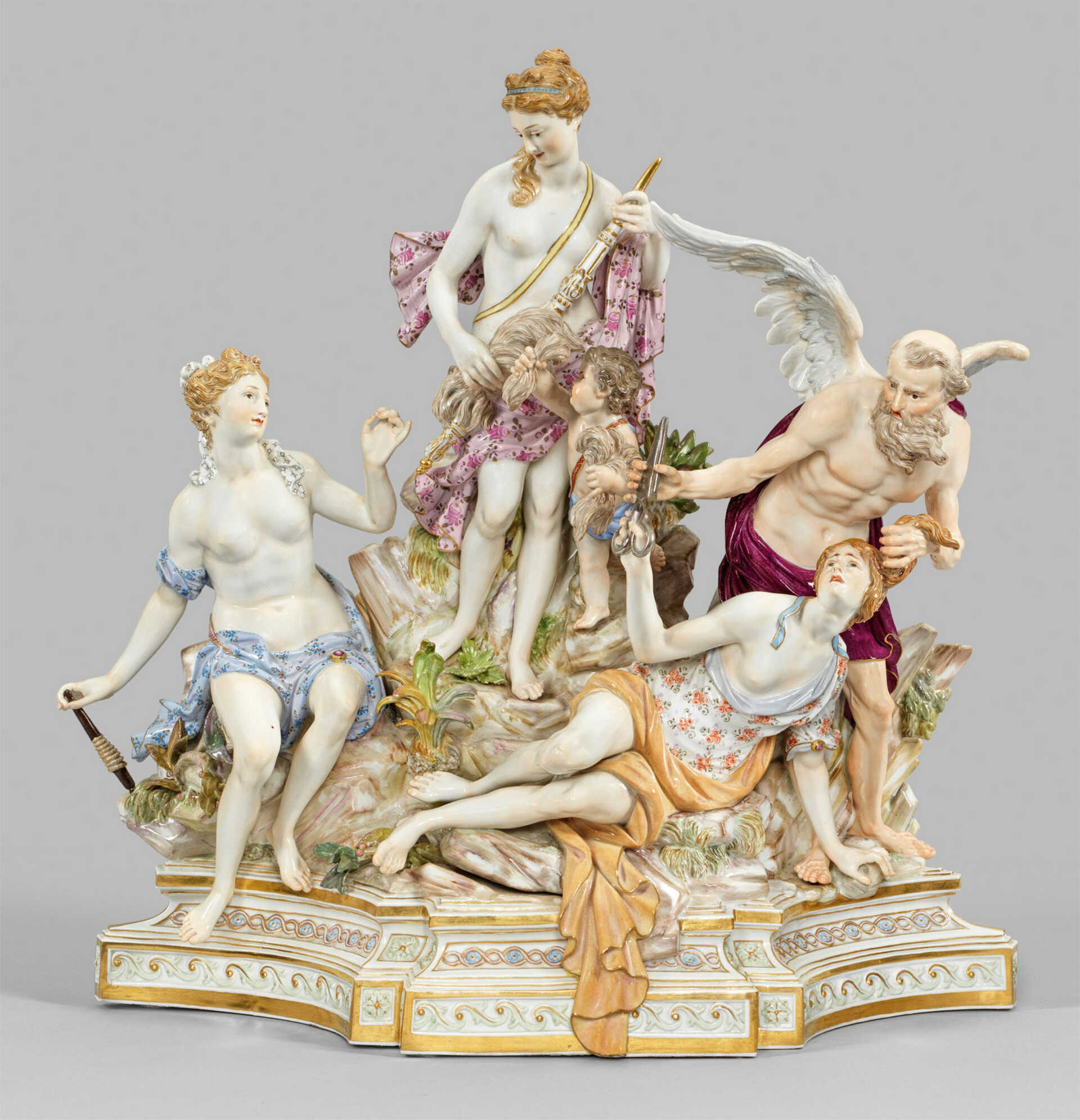 Große Figurengruppe "Die drei Parzen" von Meissen