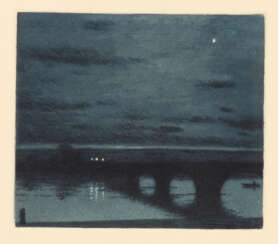ENGELHARDT, Otto: Nachtlandschaft mit Brücke.