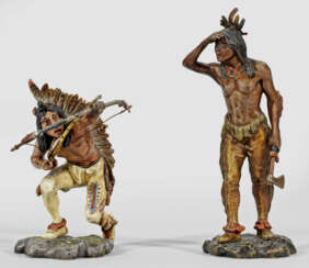 Vier Wiener Bronzen mit nordamerikanischen Indianern