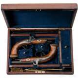 Ein Paar Perkussionspistolen im Kasten, Belgien, um 1840 - Foto 1