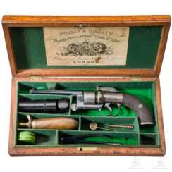 Transitionsrevolver Hollis & Sheath im Kasten, London, um 1840