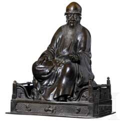 Bronzestatue des sitzenden Shou Xing, China, 19. Jhdt.