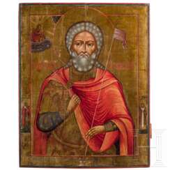 Große Ikone mit dem Heiligen Menas von Ägypten, Russland, Vetka, 19. Jhdt.