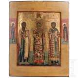 Großformatige Ikone mit den drei Heiligen Hierarchen, Russland, 19. Jhdt. - Foto 1