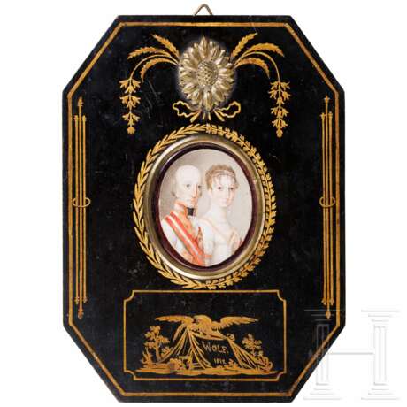 Louise Wolf - Miniaturportrait des Kaisers Franz II. (I.) von Österreich mit Gemahlin Maria Ludovika Beatrix von Österreich-Este, München, datiert 1812 - Foto 1