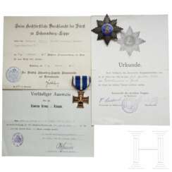 Orden der Heiligen Tamara und Kreuz für treue Dienste
1914 (Schaumburg-Lippe) mit Urkunden