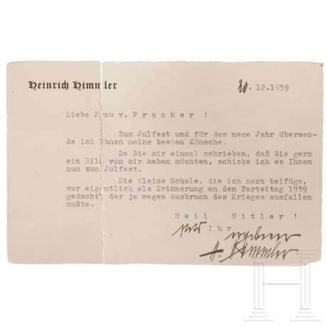 Heinrich Himmler - signierte Grußkarte an seine Jugendfreundin Ina von Pracher vom 20.12.1939 - Foto 1