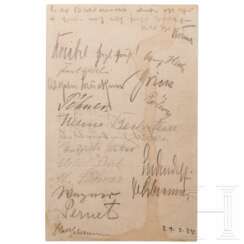 Postkarte mit 18 Unterschriften vom Hitler-Prozess 1924