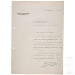 Gauleiter Erich Koch - signierter Brief an Gen.Major Otto Heidkämpfer bzgl. der Volkssturm-Vereidigung am 12.11.44